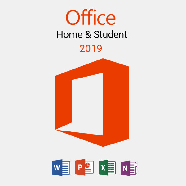 Orange Office 2019 Home and Student logo on  a gray backgroud