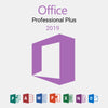 Purple Office 2019 Professional Plus logo on gray background 